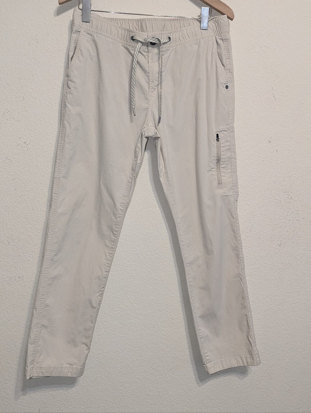 Vuori Ripstop Pant Women’s large beige Organic Cotton Mid Rise Drawstring Hiking